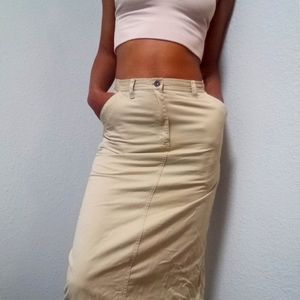 Split Kaki Beige Long Skirt